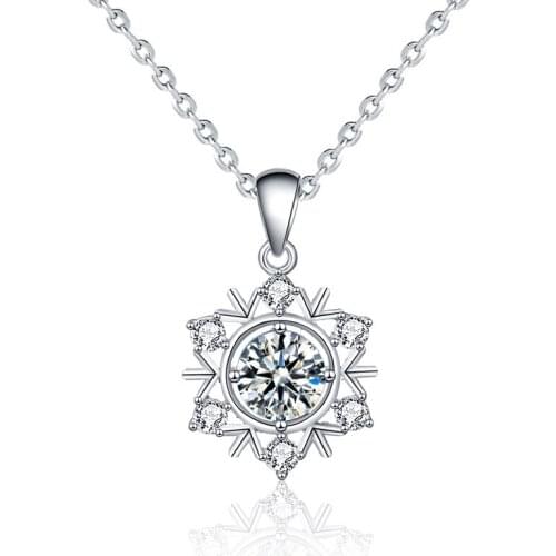 1ct 6.5mm EF Round Moissanite 925 Sterling Silver Moissanite Necklace Diamond Test Passed Fine Jewelry Woman Girl