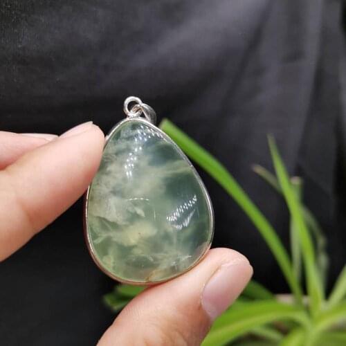 1pc Natural Prehnite water-drop shaped pendant