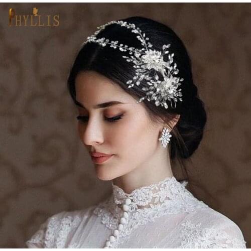 A69 Rhinestone Headband Bridal Tiaras and Crowns Women Headpiece Floral Wedding Hair Accessories Crystal Bride Hair Jewelry