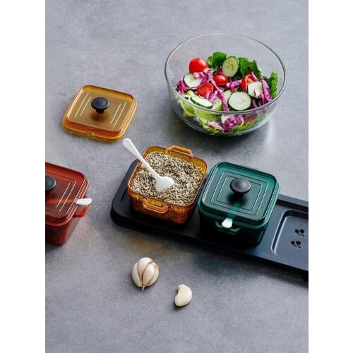 Dust-proof moisture-proof fashion flavoring box Separate spoon scrub semi-permeable Kitchen holds seasonings