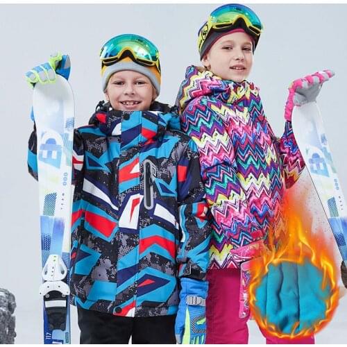 -30 Degree Childrens Skiing Jacket Waterproof Windproof Outdoor Kids Outerwear For Boys Girls 3-16 Y Snowboard Snow Coat