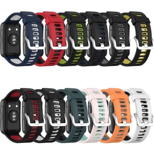 Band Strap for Huawei Watch Fit Two-color Sports Band Wristbands Replacement Silicone Soft Bracelet Strap For Huawei Watch Fit