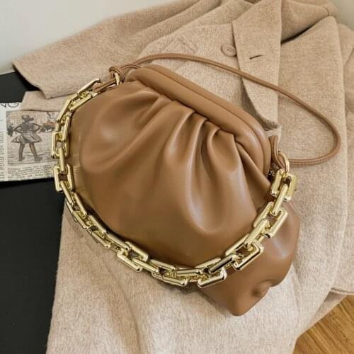 Women Luxury Designer Cloud Clutch Bag 2020 Hot New Trendy Fashion Ladies Thick Chain Shoulder Bag Soft PU Women Handbag Tote