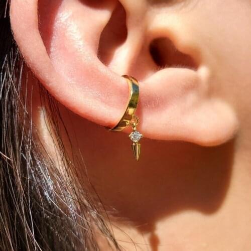 1 piece Simple no piercing ear cuff trendy women jewelry sparking bling cz spike charm clip on earring