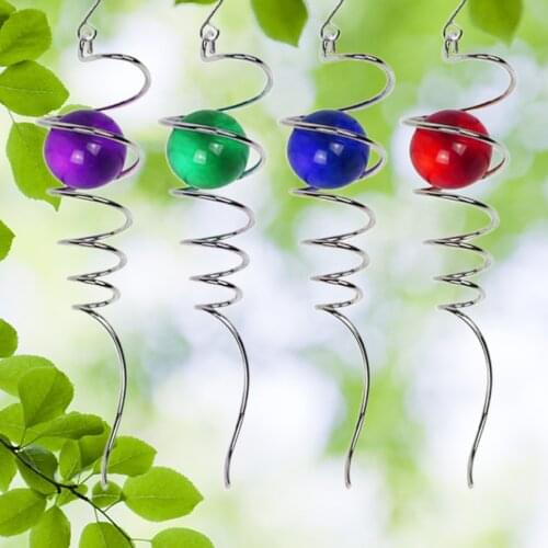 Gazing Ball With Spiral Tail Hanging Art Wind Spinner Stabilizer Rainbow Maker Suncatcher For Home Hotel Party Craft Decoration