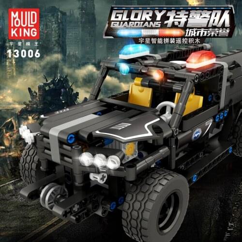 Building Blocks For Children Assembly Toys Police Car Alliance Remote Control Vehicle Model Black Wagon For Boys Birthday Gifts