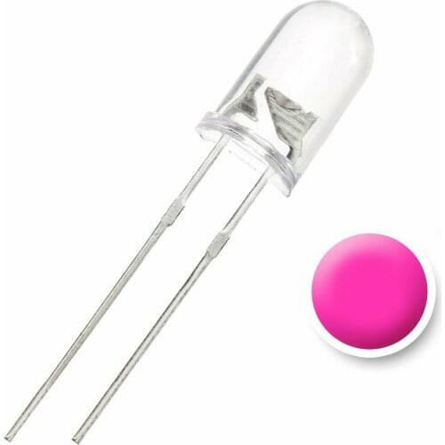 5MM Pink Water Clear Lens LED Diode - Pack of 50