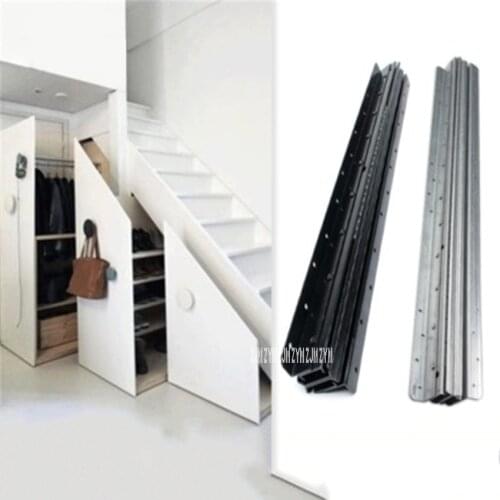 BTS Thick Push-Pull Stair Base Cabinet Sliding Rail Three Section Cold Rolled Steel Slide Track Heawy Staircase Cabinet Slideway