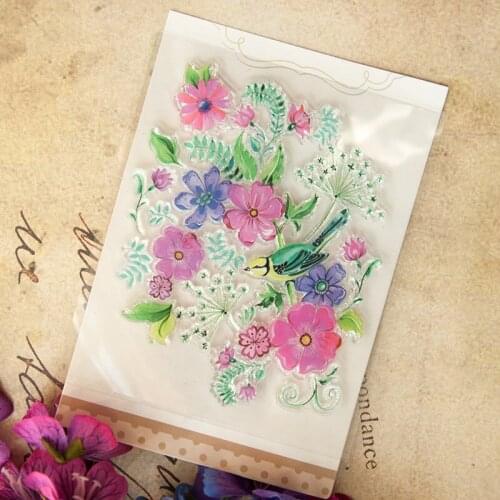 Colorful Flowers Clear Stamps Scrapbooking Rubber Stamp Craft Supplies Stamps for Card Making Handmade DIY Decoration New 2021