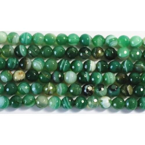 Green Natural Stone Onyx Carnelian Fringe Veins Agat 6mm 8mm 10mm 12mm Faceted Round Loose Beads Women Diy Finding 15 Inches A16