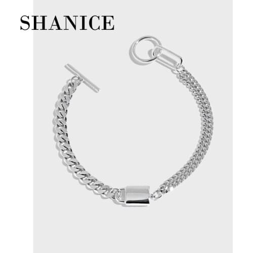 SHANICE 100% 925 Sterling Silver Minimalist double-layer chain with OT buckle lock Bracelets for Women Unisex Wrist Jewelry Gift
