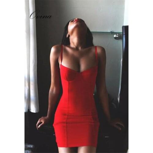 High Quality 3 Color Sexy Mini Strap Mini Bandage Women Dress Night Party Dress