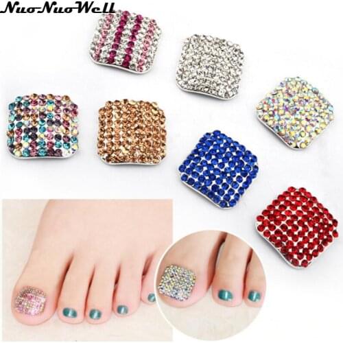 1piece Foot Toenail Stickers False Fake Nail Tips DIY 3D Diamonds Nail Art Manicure Foot Sapphire Blue Rhinestones Stickers