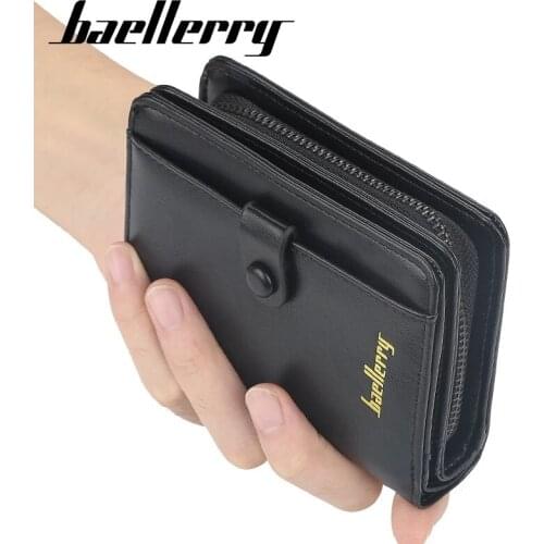 Baellerry New Card Wallet Male Wallets Small Purse PU Leather Organ Zipper Card Holder Coin Pocket Short Luxury Wallet for Men