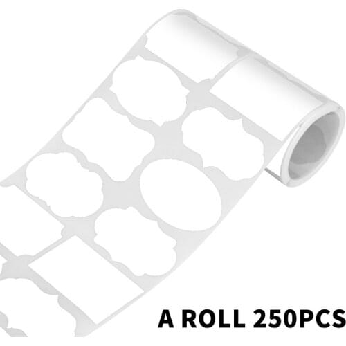 White Blank Chalkboard Labels Sticker 8 Styles/ Roll Erasable Removable Waterproof Label for Glass Bottle Jar PVC Labels 250pcs