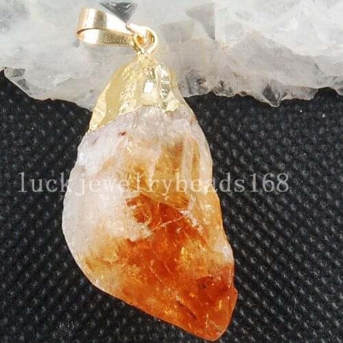 Free Shipping Women Fashion Jewelry Natural Yellow Crystal Freeform Pendant Bead 1Pcs C3338