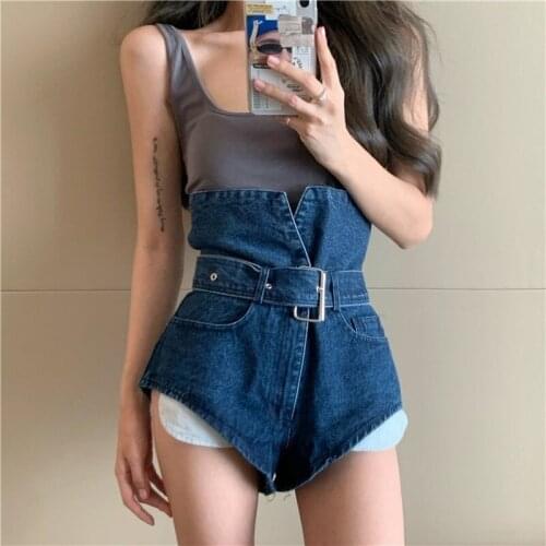 2021 New Blue Wide-legged High-waisted Denim Shorts Straight and Loose Thin A-line Wide-leg Cotton Jeans Coating Shorts Summer
