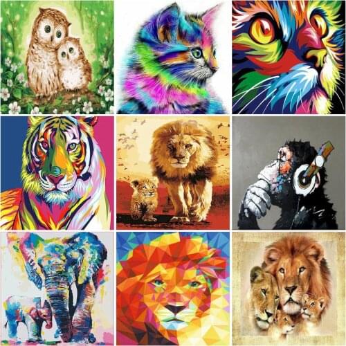 GATYZTORY Lion Animals DIY Painting By Numbers Kits Coloring By Numbers Cat Unique Gift Home Wall Art Decor Artwork
