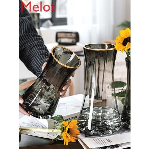 Painting Creative Simple Transparent Glass Vase Aquatic Flowers Lily Nordic Internet Celebrity Living Room Flower Arrangement