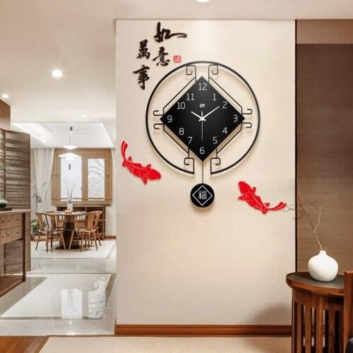 Chinese creative clock wall clock living room modern home decor pocket watch fashion simple bedroom mute clock large wall clock