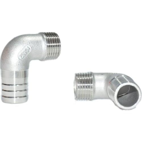 1/8" 1/4" 3/8" 1/2" 3/4" 1" BSPT Male 6/8/10/12/14/15/16/20/25/32mm Hose Barb Hosetail Elbow 90 Connector 304 Stainless Sanitary