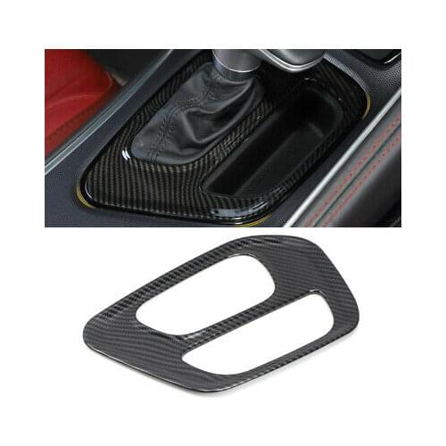 LHD Carbon Fiber Look Gear Shift Box Panel Cover Trim For Dodge Challenger 15-19