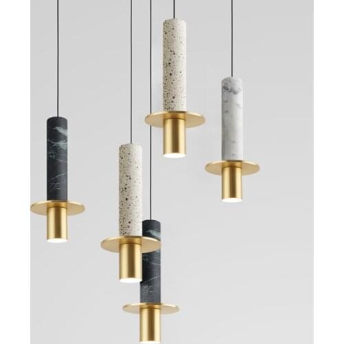 Modern style light luxury chandelier Personality artistic marble Living room lamp cafe bar terrazzo stairs long led downlight