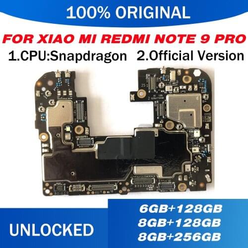 128GB 256GB For Xiaomi Hongmi Redmi Note 9 Pro Motherboard Mainboard LogicBoard Original Work Well Unlocked Main Circuits Board