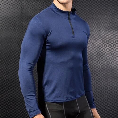 Mens sports Jersey Compression shirt Fitness sweater Bodybuilding Jersey Sportswear running Jacket quickdry Gym Rashgard for men
