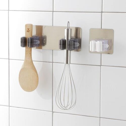 Wall-mounted Mop Storage Rack Transparent Hook Mop Brush Mops Storage Hanger With Hook Multifunction Bathroom Organizer
