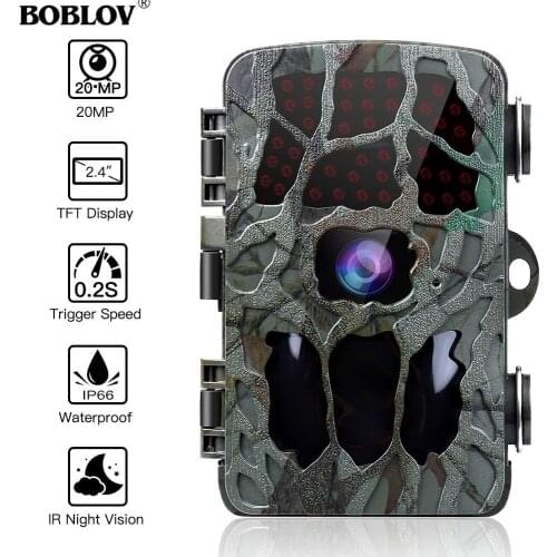 BOBLOV 20MP 1080P Hunting Camera 0.2s Trigger Wildlife Camera Scouting Security Hunting Trail Cameras IP66 4K Photo Trap Outdoor