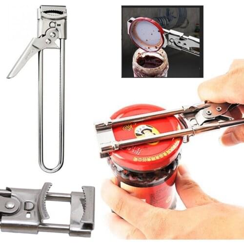 Jar Opener Adjustable Bottle Opener All-in-One Can Opener Stainless Steel All Jar Sizes Lid Twist Off for Weak Hands