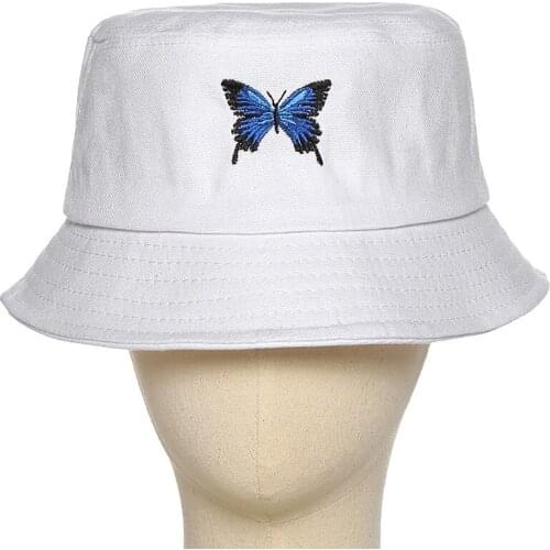 Women Bucket Hats Butterfly Embroidered Fisherman Hat Fashion Simple Visor Caps Outdoor Casual Sun Hat Stylish Dating Wear Hats