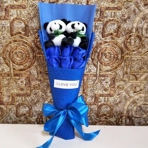 Plush bouquet Toys black white panda Stuffed bouquet Valentines Day Christmas Gifts