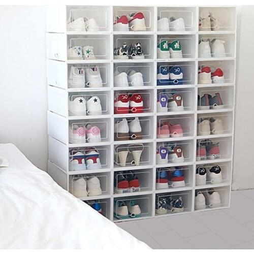 Transparent Plastic Shoe Box Shoe Storage Box Shoe Box Shoe Box Flip Cover Drawer Shoe Storage Artifact Thickening