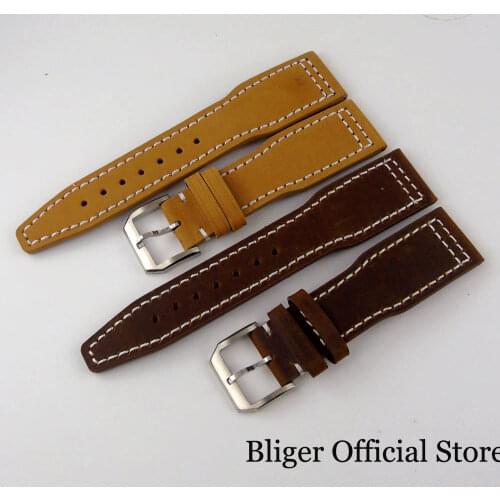 Cow 22mm width lugs Brown/Camel Leather Band for Men Wristwatch