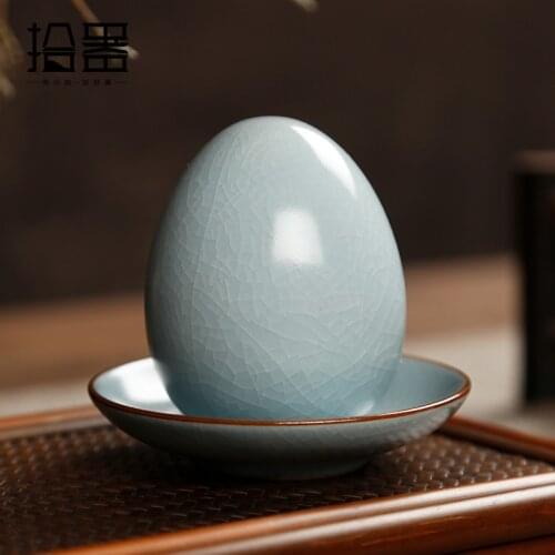 Ru kiln open piece can raise tea pet simulation tea egg tea table decoration boutique creative purple sand pot accessories lucky