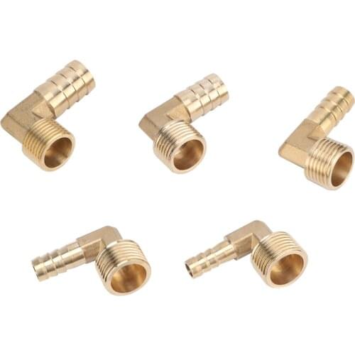 8/10/12/14/16mm Hose Barb x 1/2" Male Thread 90 Degree Elbow Brass Connector Garden Irrigation Coupler Water Pipe Faucet Fitting