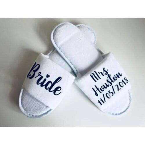 Personalize save the date Wedding Bridesmaid maid of honor Bride Slippers flower girl Bachelorette Spa Slippers party gifts