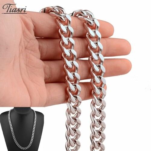 Tiasri 9mm Gothic Mens Necklace Bracelet Cubas Chain Aesthetic Stainless Steel Jewelry Accessories Collar Choker Wholesale