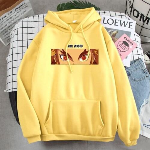 Hoodies Rengoku Kyoujurou Demon Slaye Japan Manga Mens Hoodie Vintage Punk Mens Pullover Comfortable Hip Hop Anime Clothes