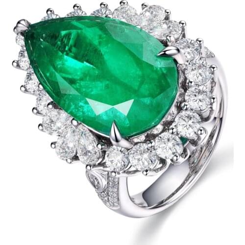 Vintage Water Drop Simulated Emerald cz Ring 925 sterling silver Engagement Wedding band Rings for Women Promise Party Jewelry