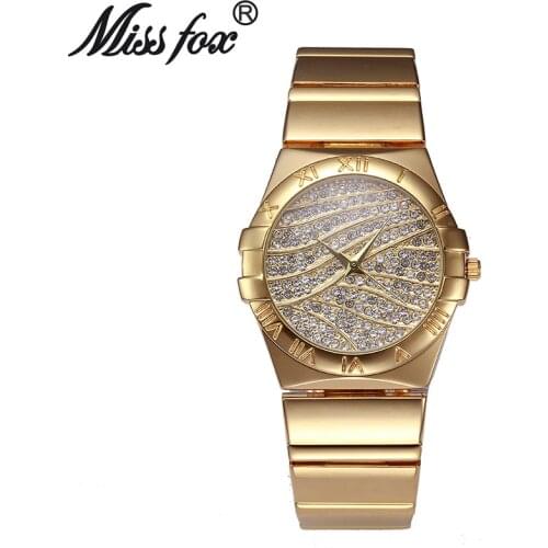 Miss Fox Female Watches Women Wrist Luxury Hot Ladies Watch Gold With Stones Famous Brands With Logo Fashion Casual Watches