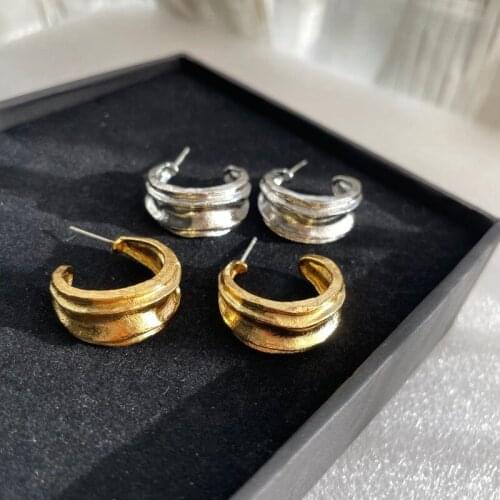 C-shaped retro earrings female semi-circular earrings earring ring half-eared online celebrity