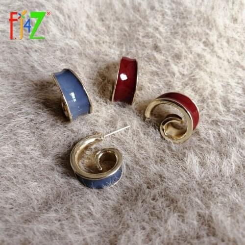 F.J4Z New Chic Earrings for Women Brand Curly Alloy Enamel Anti-allergy Stud Earring Minimalist Ladies Jewelry Gifts Dropship