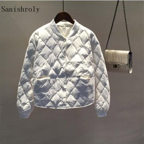 Sanishroly Autumn Winter Women Ultra Light Down Coat Female Long Sleeve White Duck Down Jacket Baseball Parka Short Tops SE930