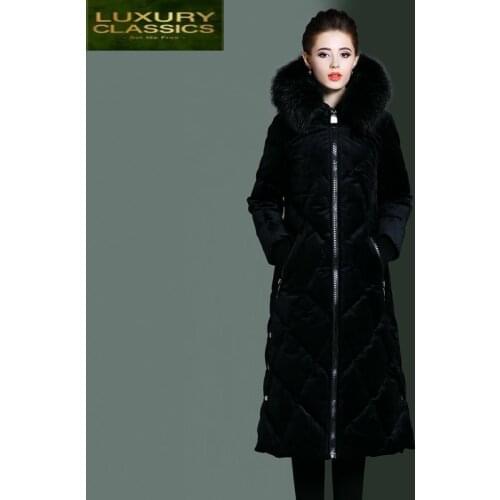 Female Winter Down Coat Real Raccoon Fur Hooded White Duck Down Jacket Women Korean Fashion Warm Brand Down Parkas 06380