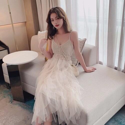 Woman Dress Summer Womens Suspender Dress New Mesh Dress Cake Dress Vestido De Mujer