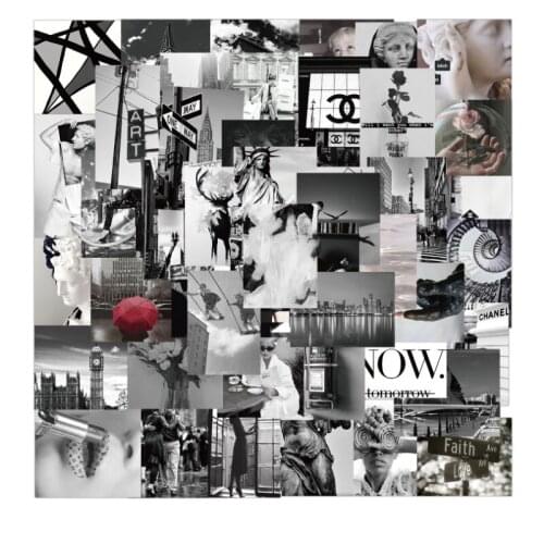 10/30/50Pcs Declining city in black and white style Skateboard Travel Suitcase Phone Laptop Luggage Stickers DIY Kids Girl Toy