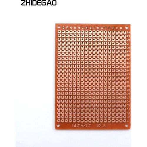 ZHIDEGAO 10Pcs 5*7 PCB 5x7 PCB Prototype Paper Copper PCB Universal Board yellow